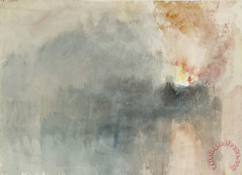 Joseph Mallord William Turner From Fire at The Tower of London Sketchbook [finberg Cclxxxiii], Fire at The Grand Storehouse of The Tower of London Art Print